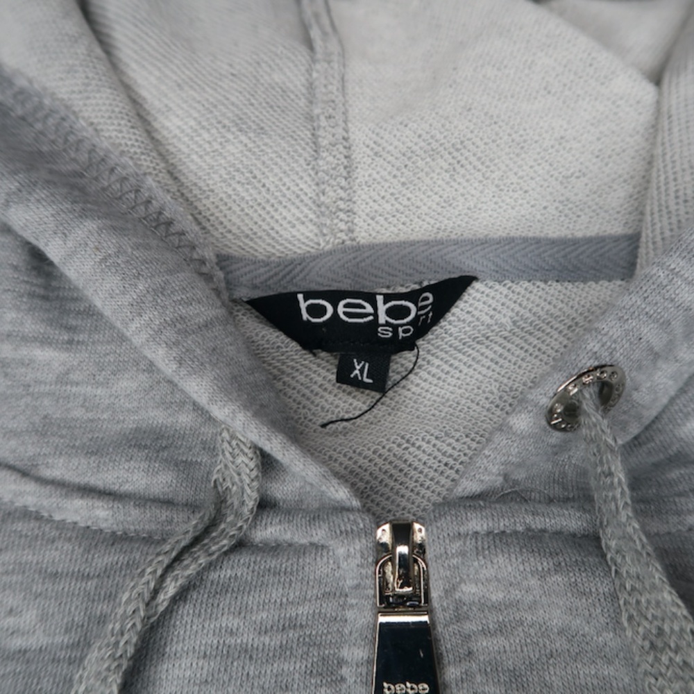Bebe Sport Nailhead Zip Hoodie Heather Gray BB2366BB $99 - Picture 6 of 8